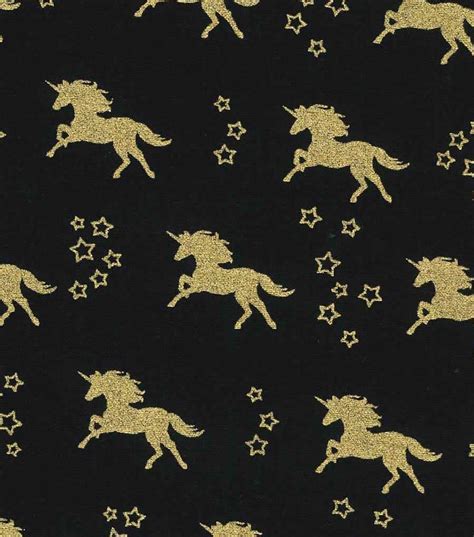 novelty cotton fabric unicorn black gold metallic|Unicorn Fabric .